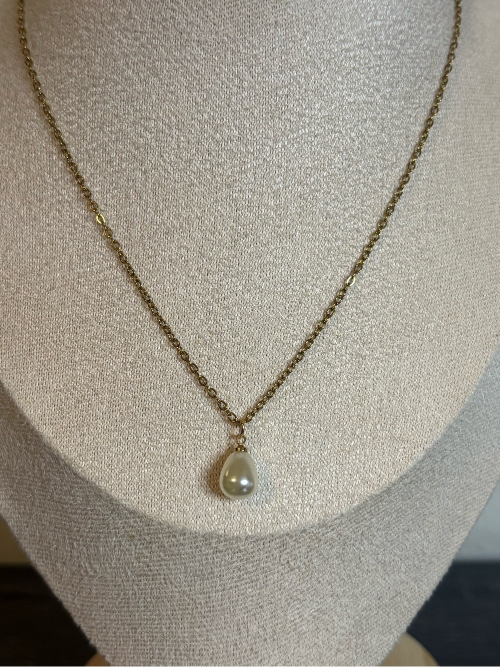 Handmade Gold Faux Pearl Necklace